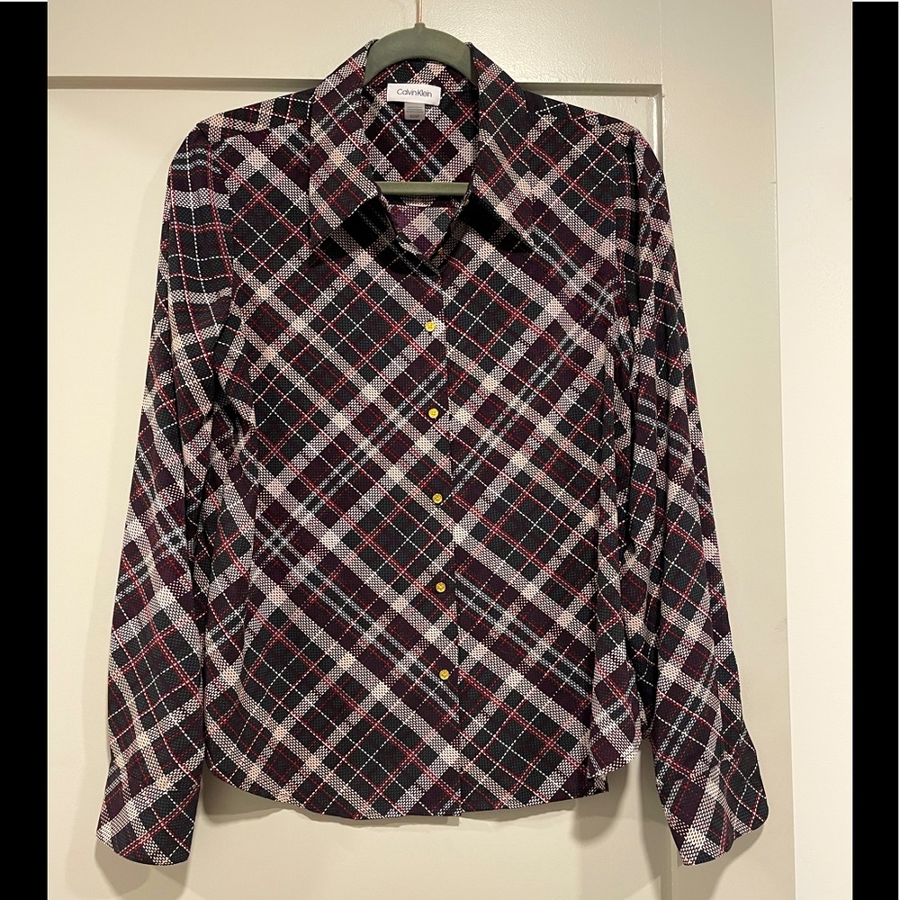 CALVIN KLEIN PLAID BLOUSE